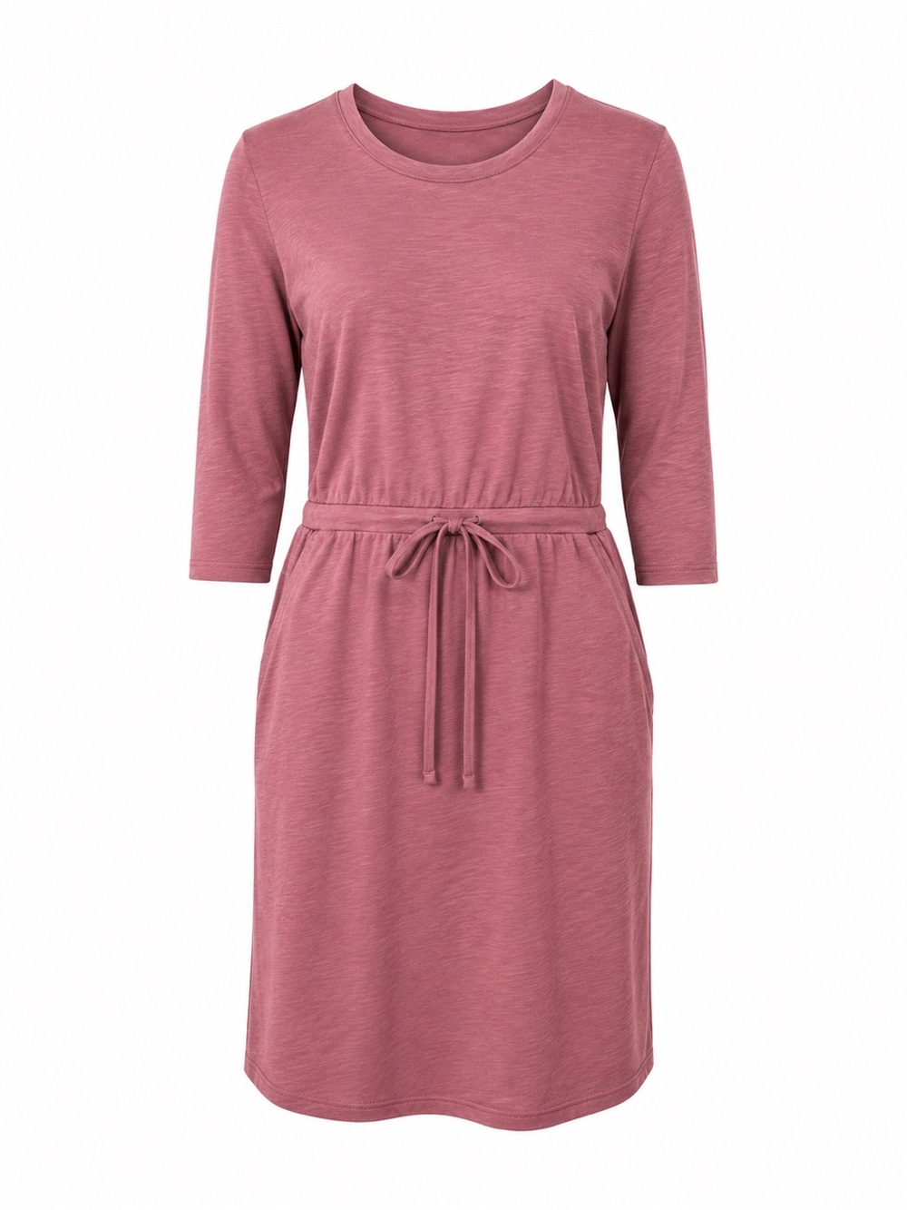 Pact Organic Cotton Relaxed Slub Tie Waist Midi Dress Dusty Rose Size M